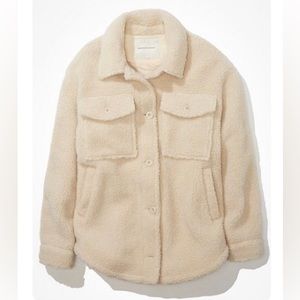 American Eagle Cream Sherpa Shacket